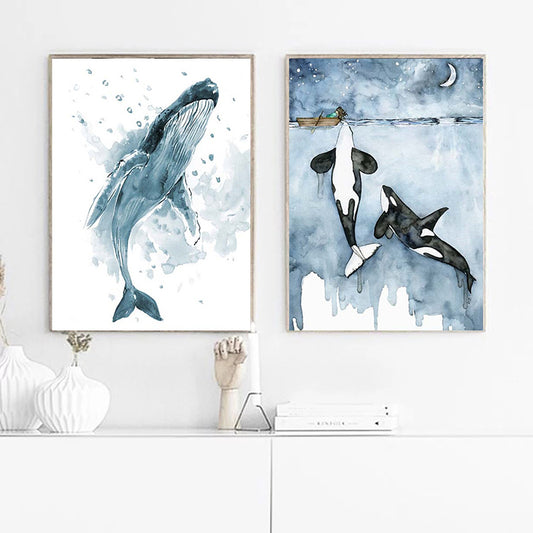 Quadro su tela Orca in acquerello
