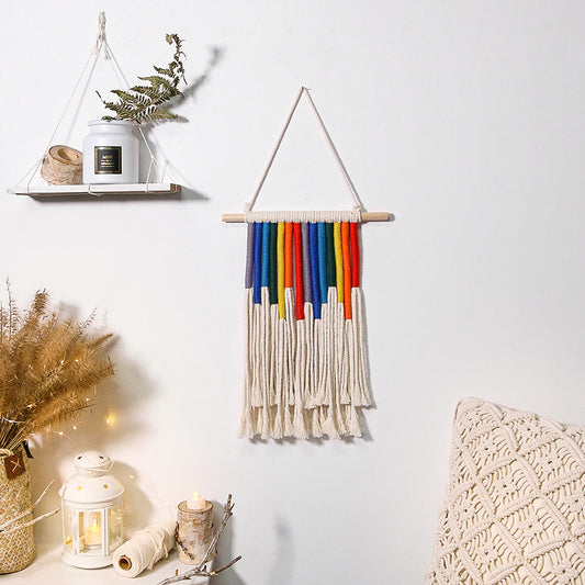 Arazzo Arcobaleno multicolore vivaci frange sfumate
