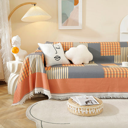 Plaid divano beige pattern geometrico