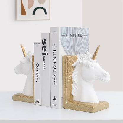 Reggilibri coppia unicorni dorati
