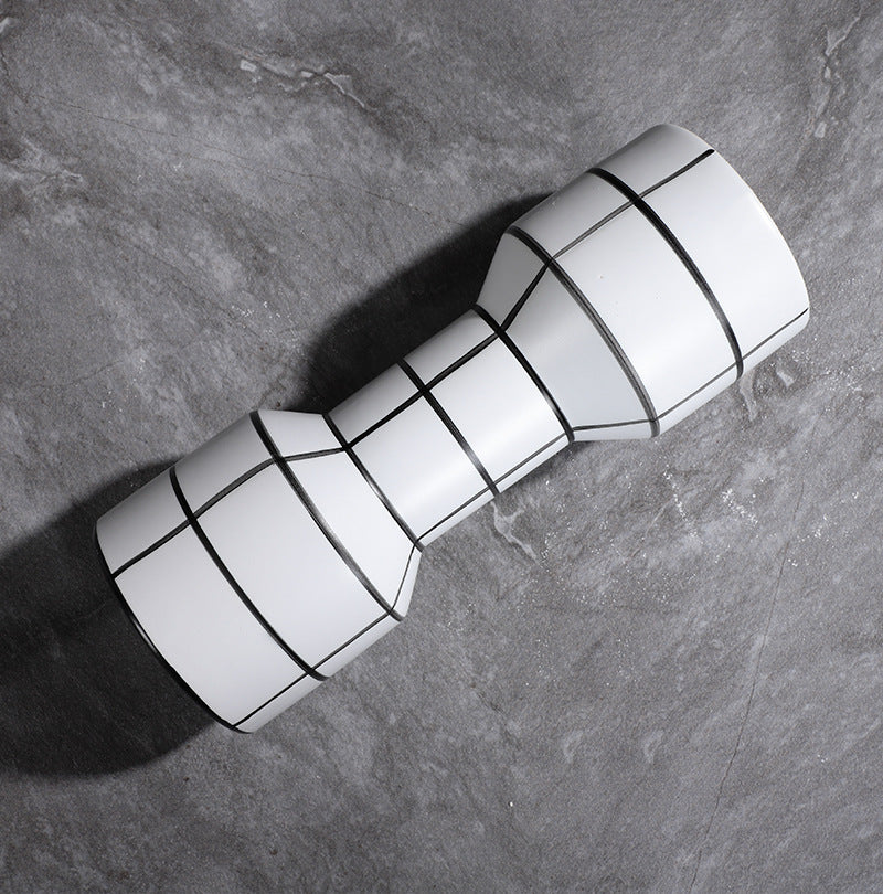Vaso ceramica righe bianche