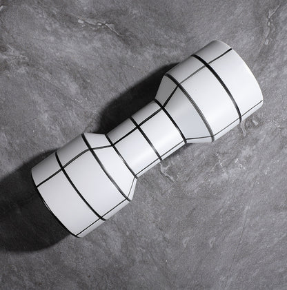 Vaso ceramica righe bianche