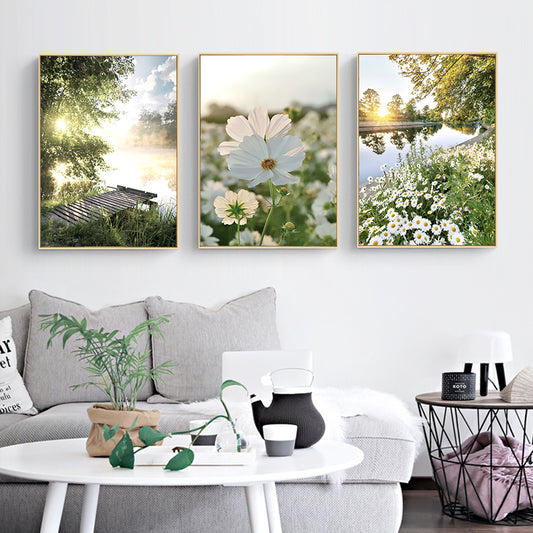 Quadro su tela Panca e fiori selvatici