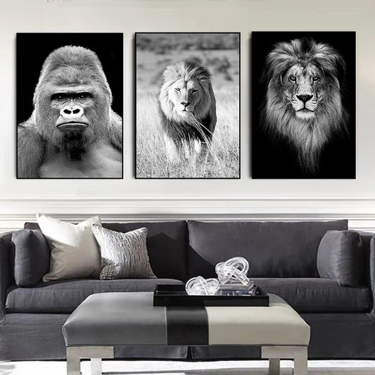 Quadro su tela Animali selvaggi bianco nero