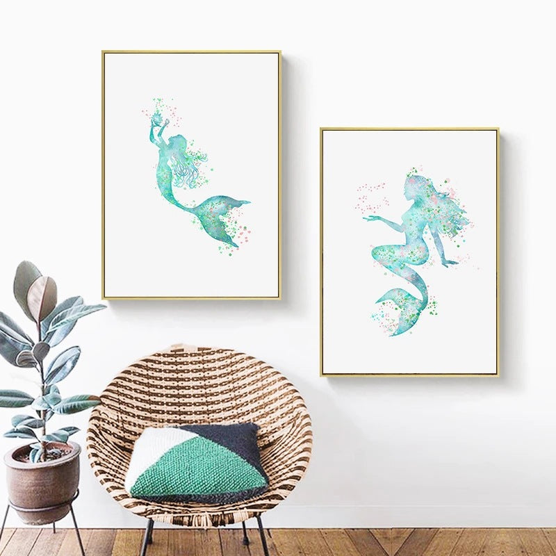Quadro sirena blu minimale