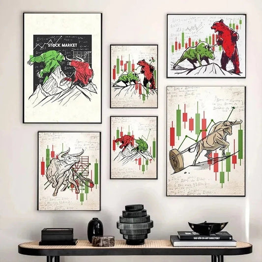 Quadro su tela Orso e toro