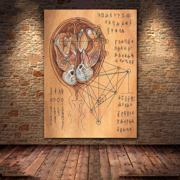 Quadro su tela Demone e forme geometriche
