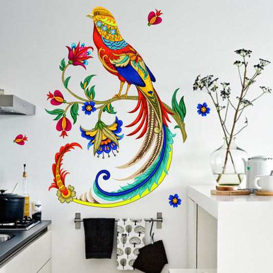 Adesivo murale Fenice e fiore