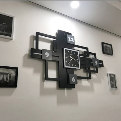 Orologio da parete Settori geometrici nero