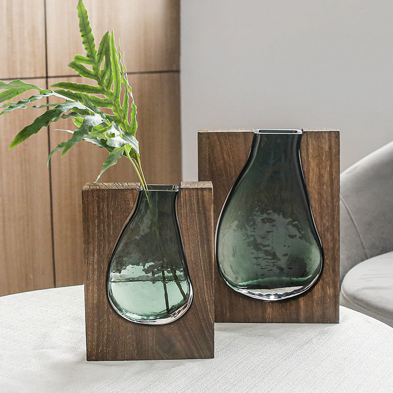 Vaso legno e vetro