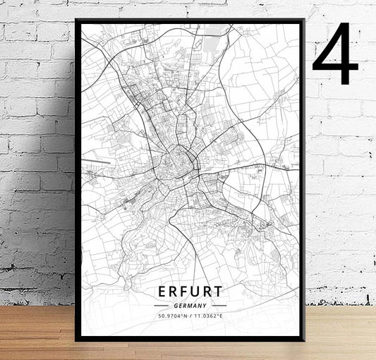 Quadro su tela Mappe urbane cinque città Germania