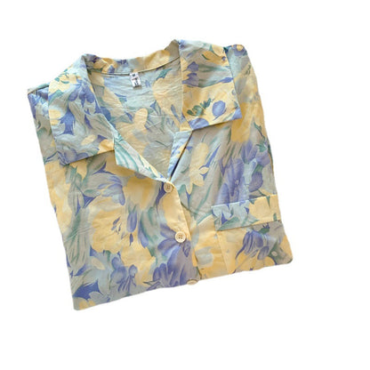 Cardigan stampa fiori vintage