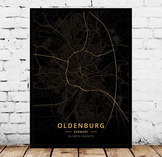 Quadro su tela Mappa di Oldenburg
