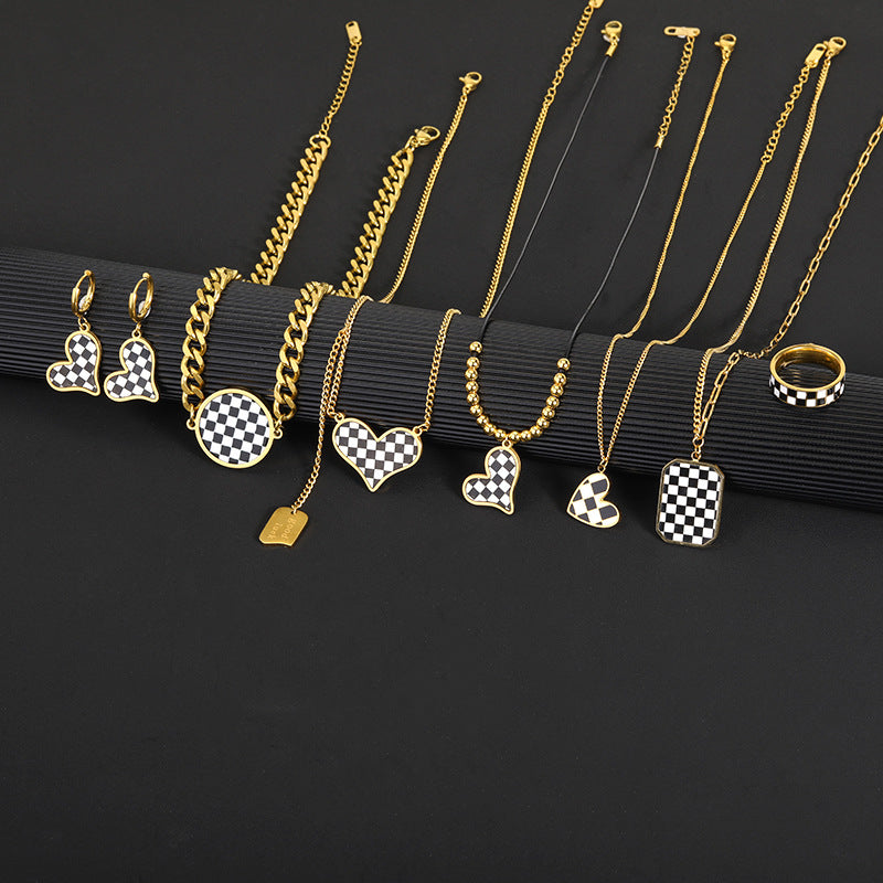 Collana cuore scacchiera