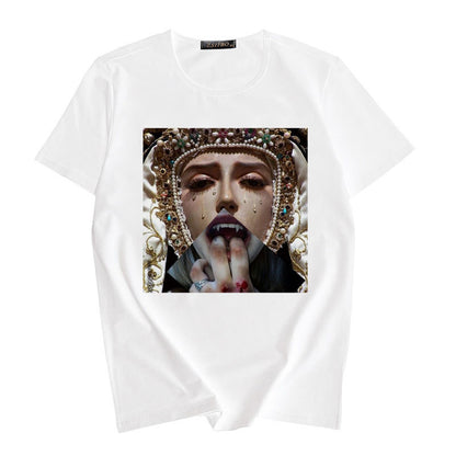 T-shirt stampa olio collo tondo