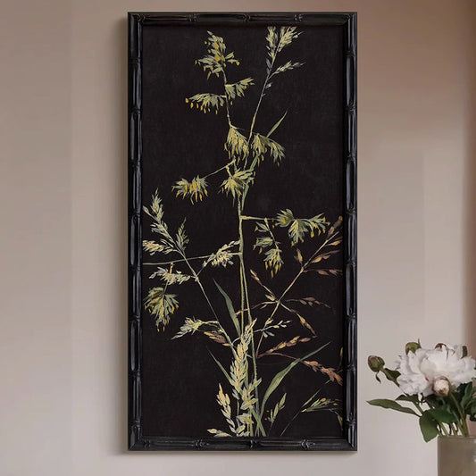 Quadro su tela Piante dorate su nero