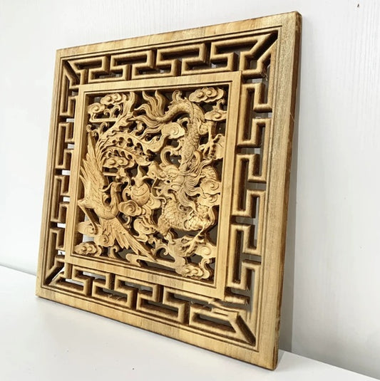 Quadro in MDF Draghi in rilievo dorato