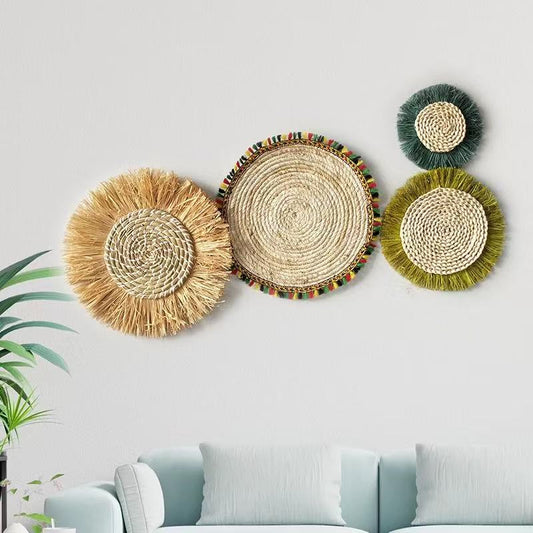 Decorazione murale raffia