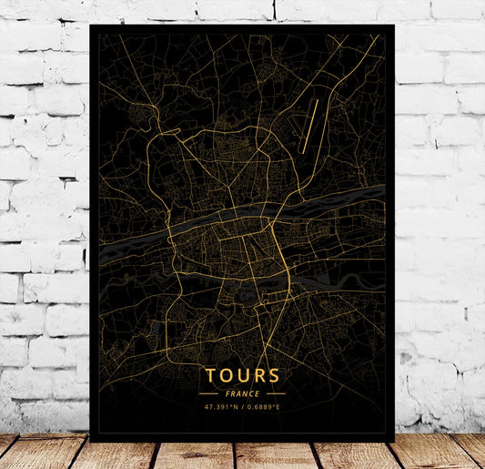 Quadro su tela Cartina di Tours, Francia
