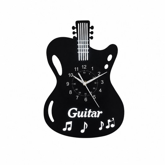Orologio chitarra  con luce a LED multicolore 21x30 cm